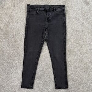 American Eagle Original Taper Black Jeans Size 14 Short Stretch Casual Denim